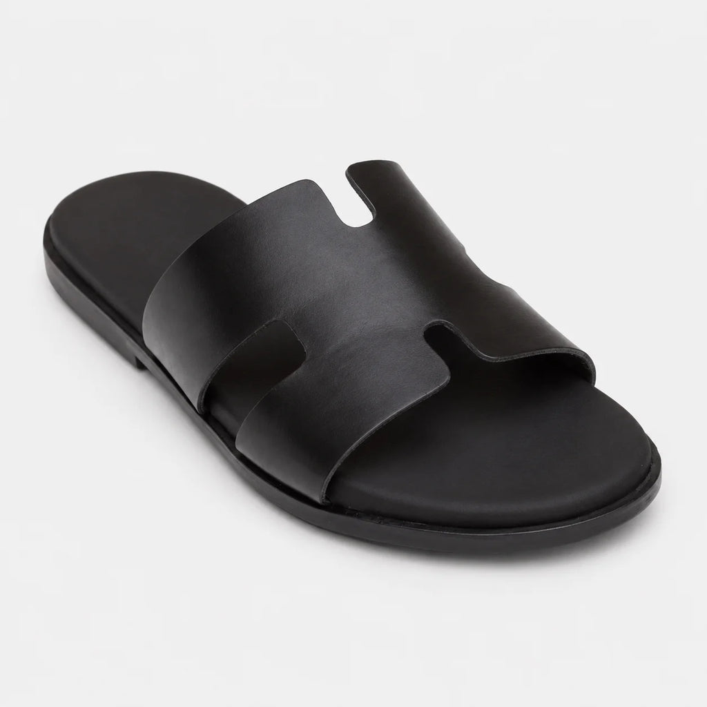 Izmir Black Leather Sandals
