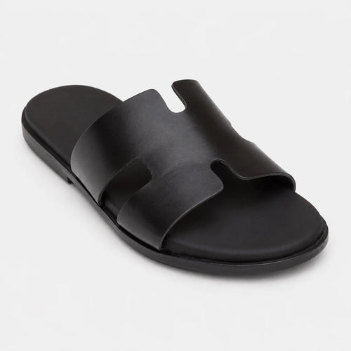 Izmir Black Leather Sandals