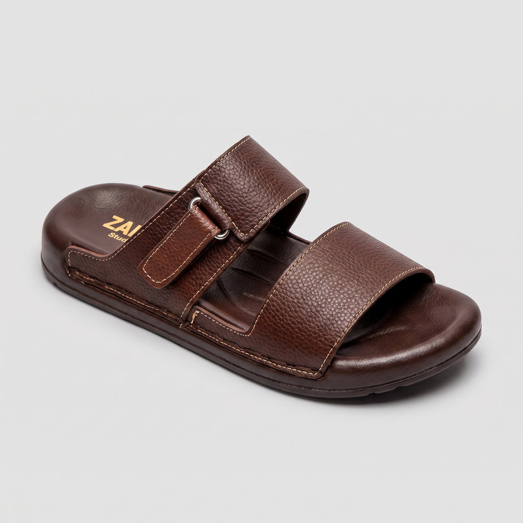 ZANK Men's leather Sandals – Premium Double Strap Slides