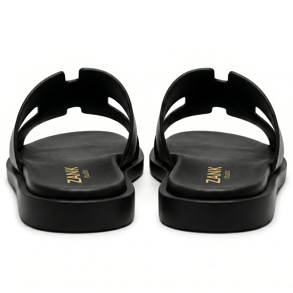 Izmir Black Leather Sandals