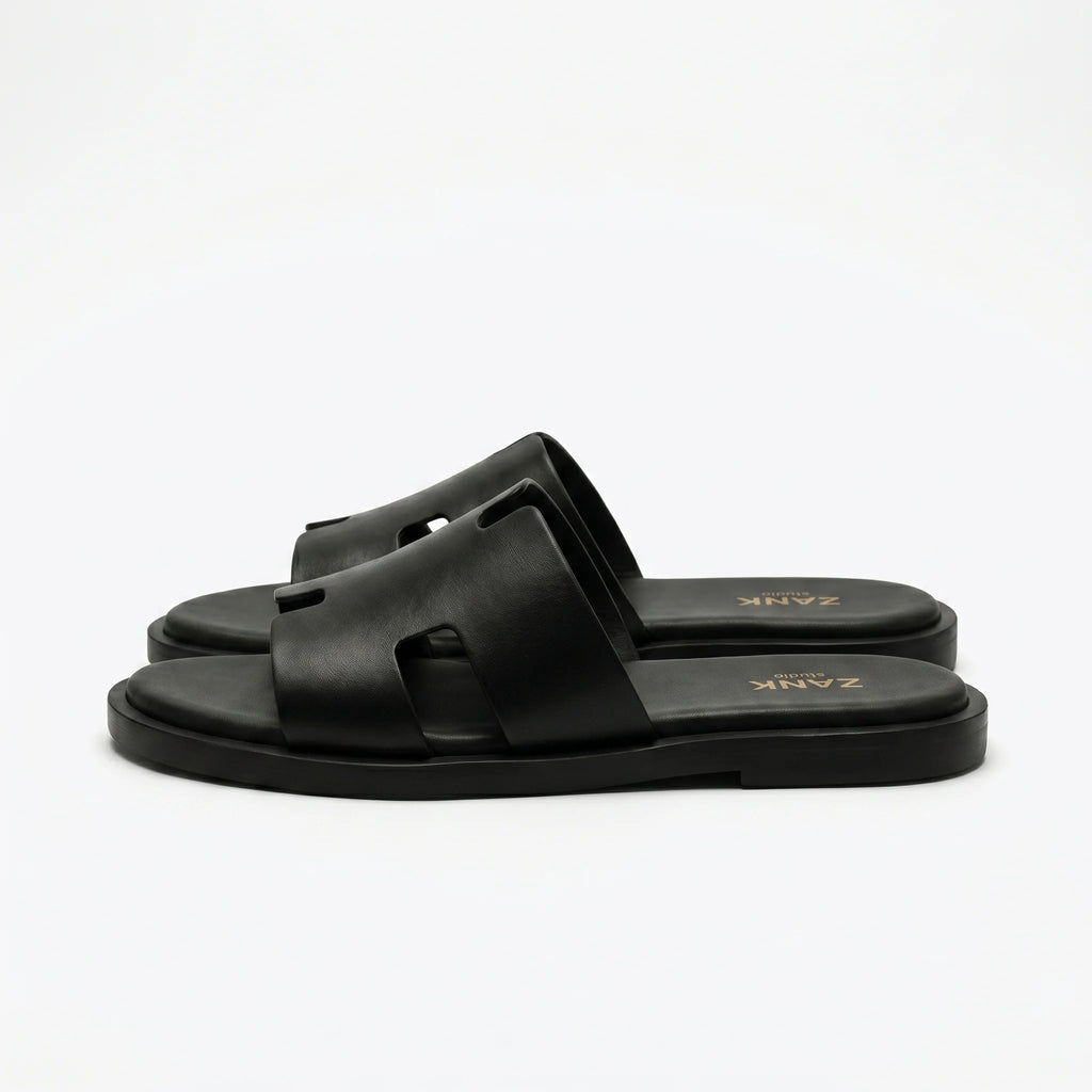 Izmir Black Leather Sandals