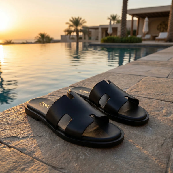 Izmir Black Leather Sandals