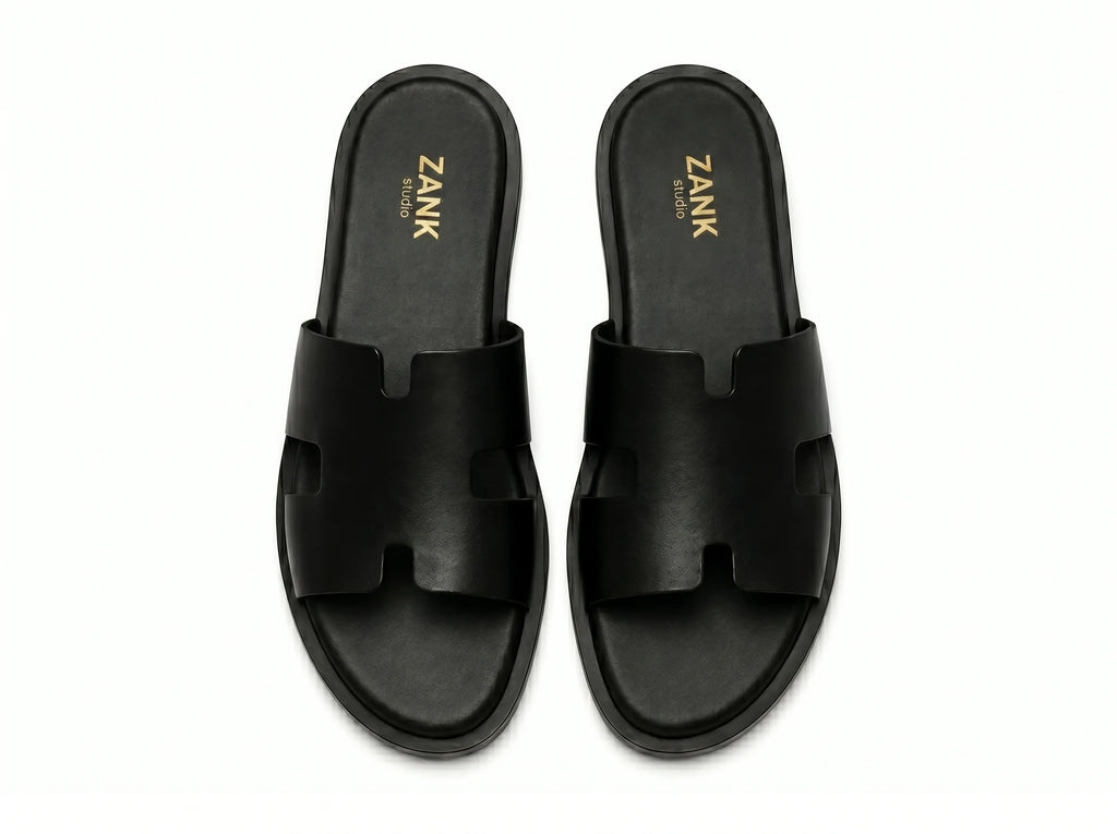 Izmir Black Leather Sandals