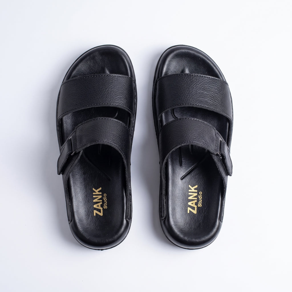 ZANK Men's leather Sandals – Premium Double Strap Slides