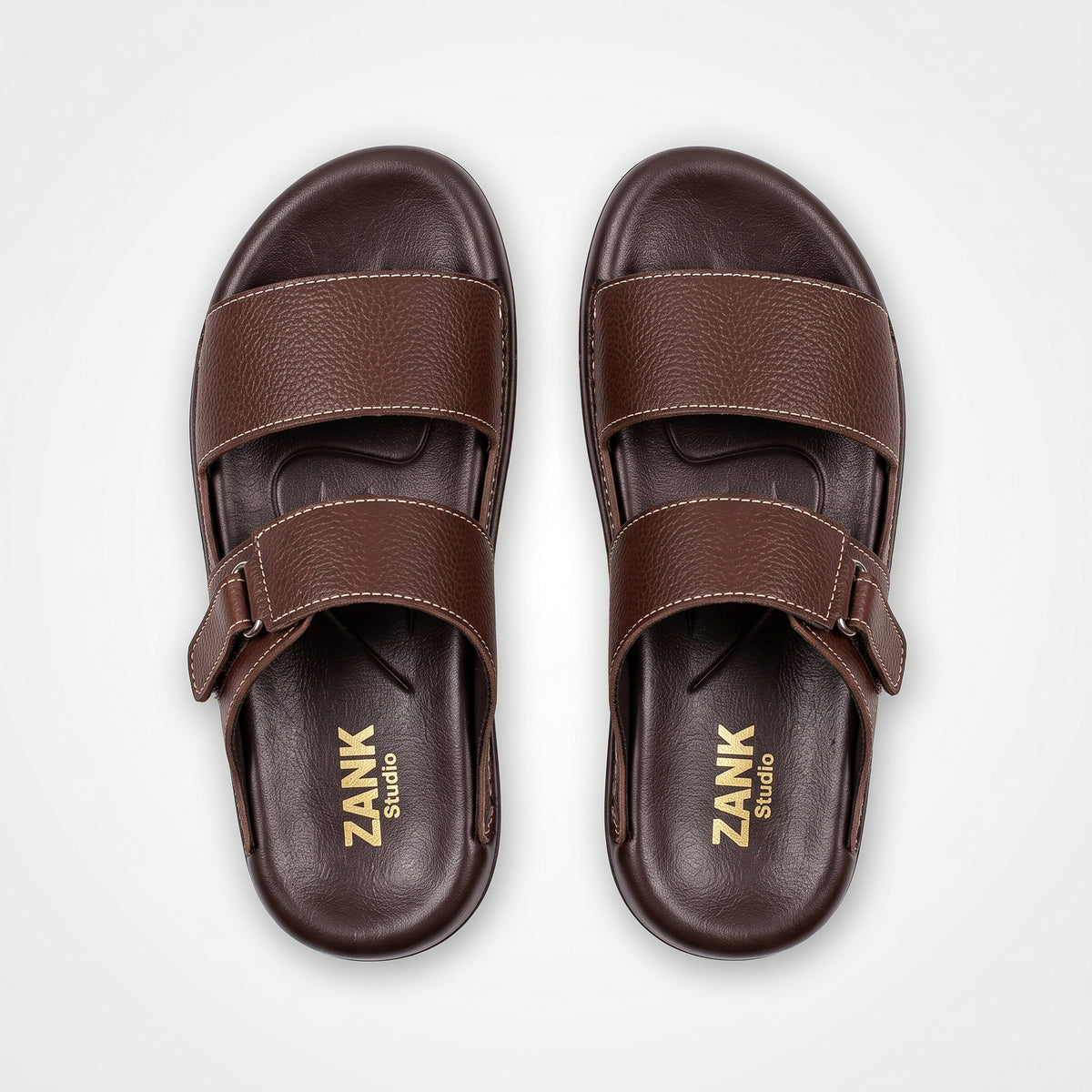 ZANK Men's leather Sandals – Premium Double Strap Slides
